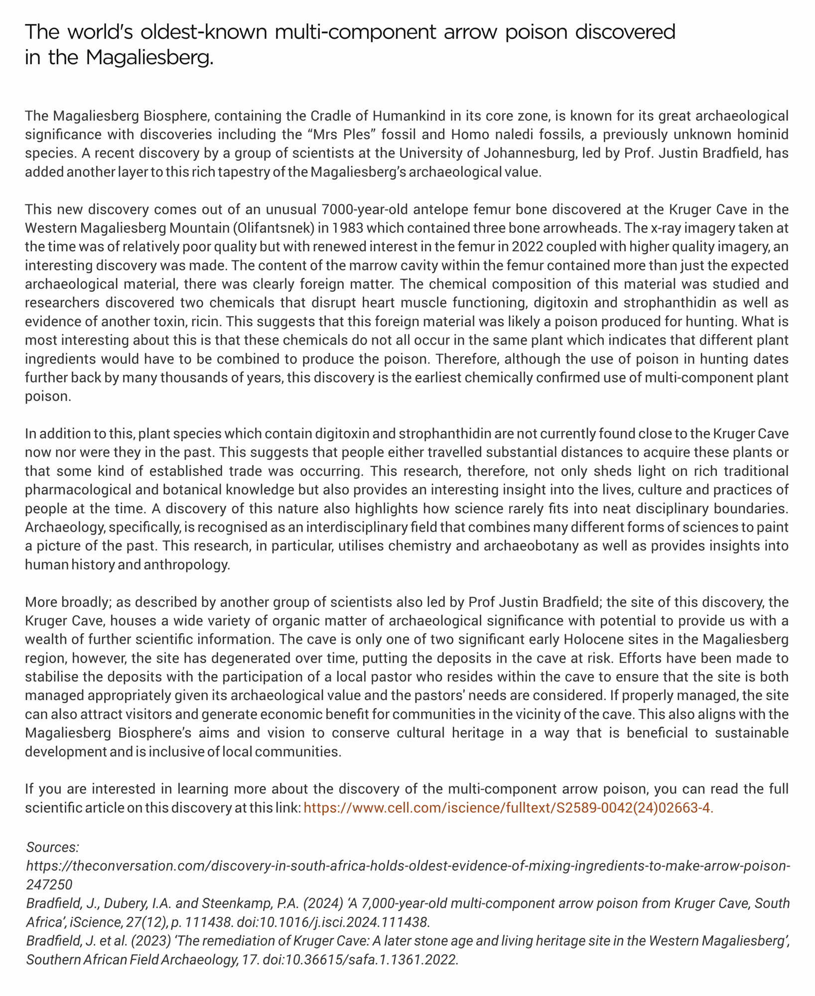 Oldest-known multi-component arrow poison